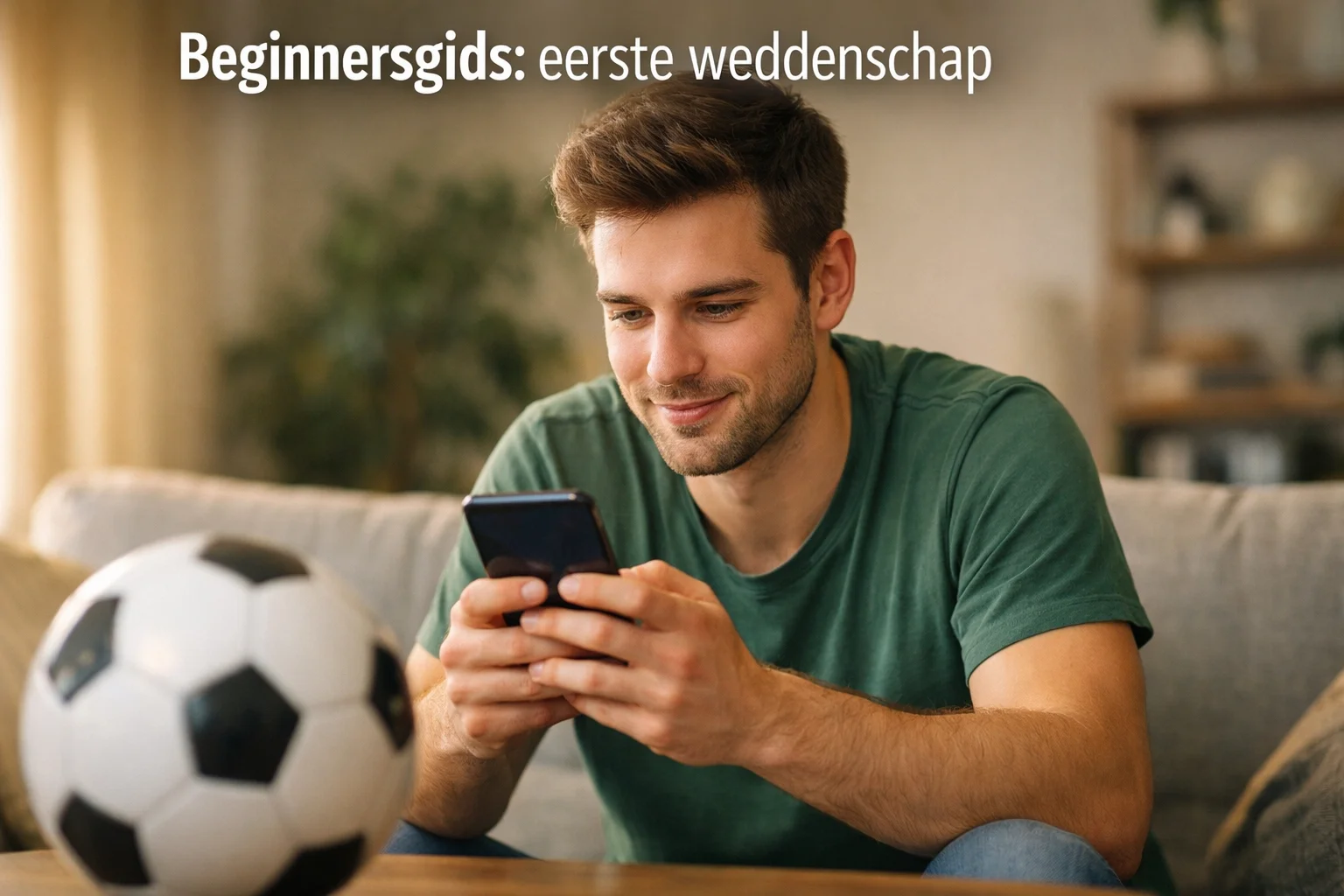 Beginnersgids wedden op voetbal — persoon plaatst eerste weddenschap op smartphone