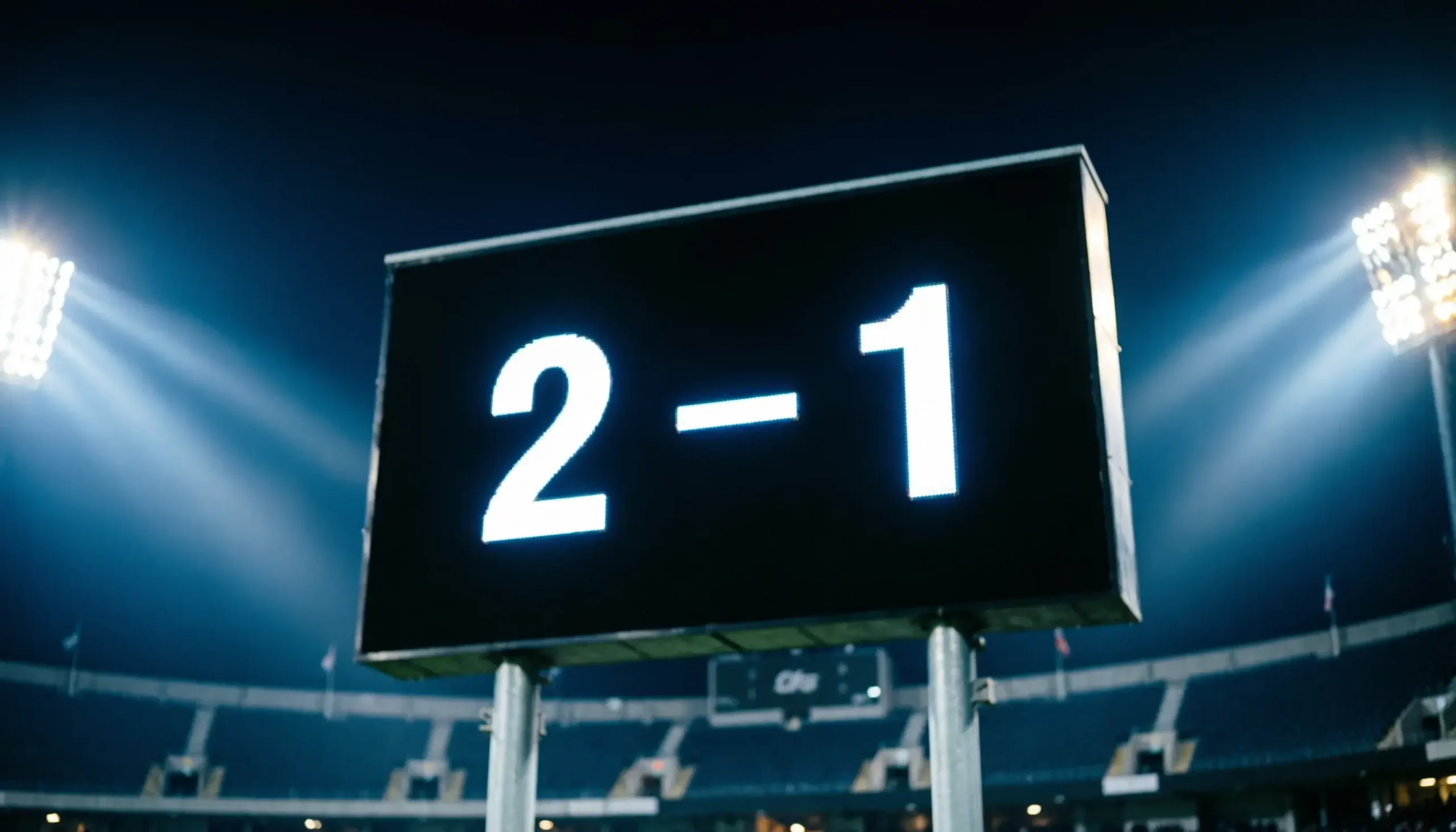 Correcte score wedden Eredivisie — scorebord in een voetbalstadion bij avondwedstrijd